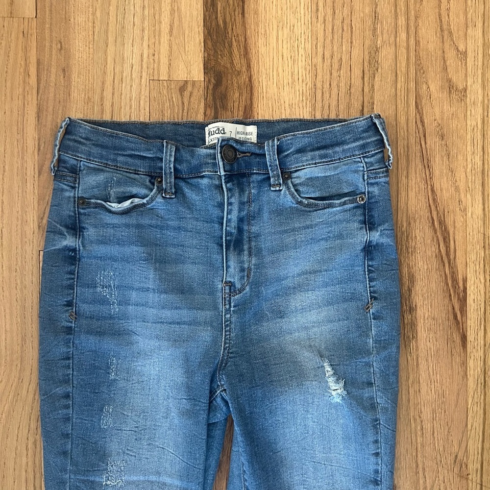 Mudd FLX Stretch High Rise Denim Blue Jeggings Sz 7 - Picture 2 of 7